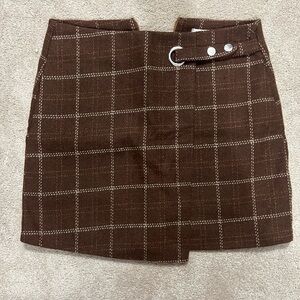 Brown Plaid Women's Skirt